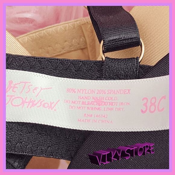 💖 NWT Betsey Johnson 3 Pck Unlined Bra 38C Black Pink Beige Chic #7226 💖 - Picture 4 of 7